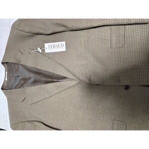 Louis Feraud Vintage 46 Wool Silk Windowpane 2‎ Button Bespoke Blazer NWT
